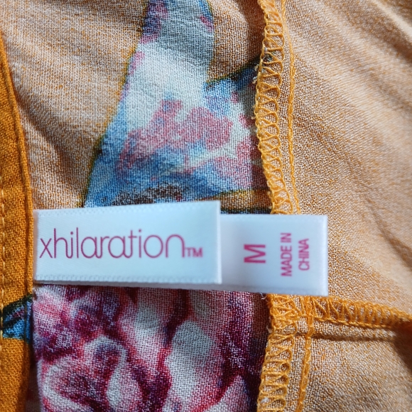 Xhilaration Mustard Floral Midi Dress Sz M - Picture 2 of 6